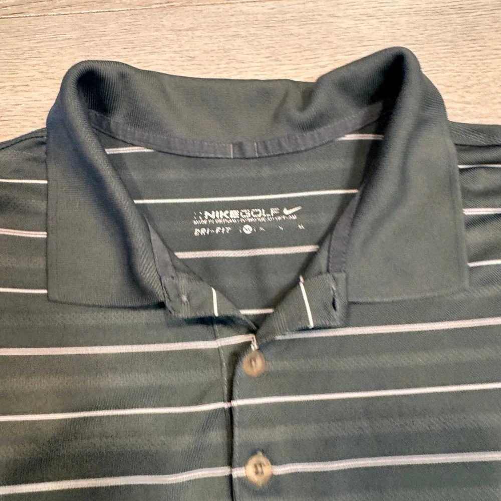 Nike Golf Dri-FIT Mens Polo Shirt Gray White Stripe Short Sleeve Size‎ Xlarge XL